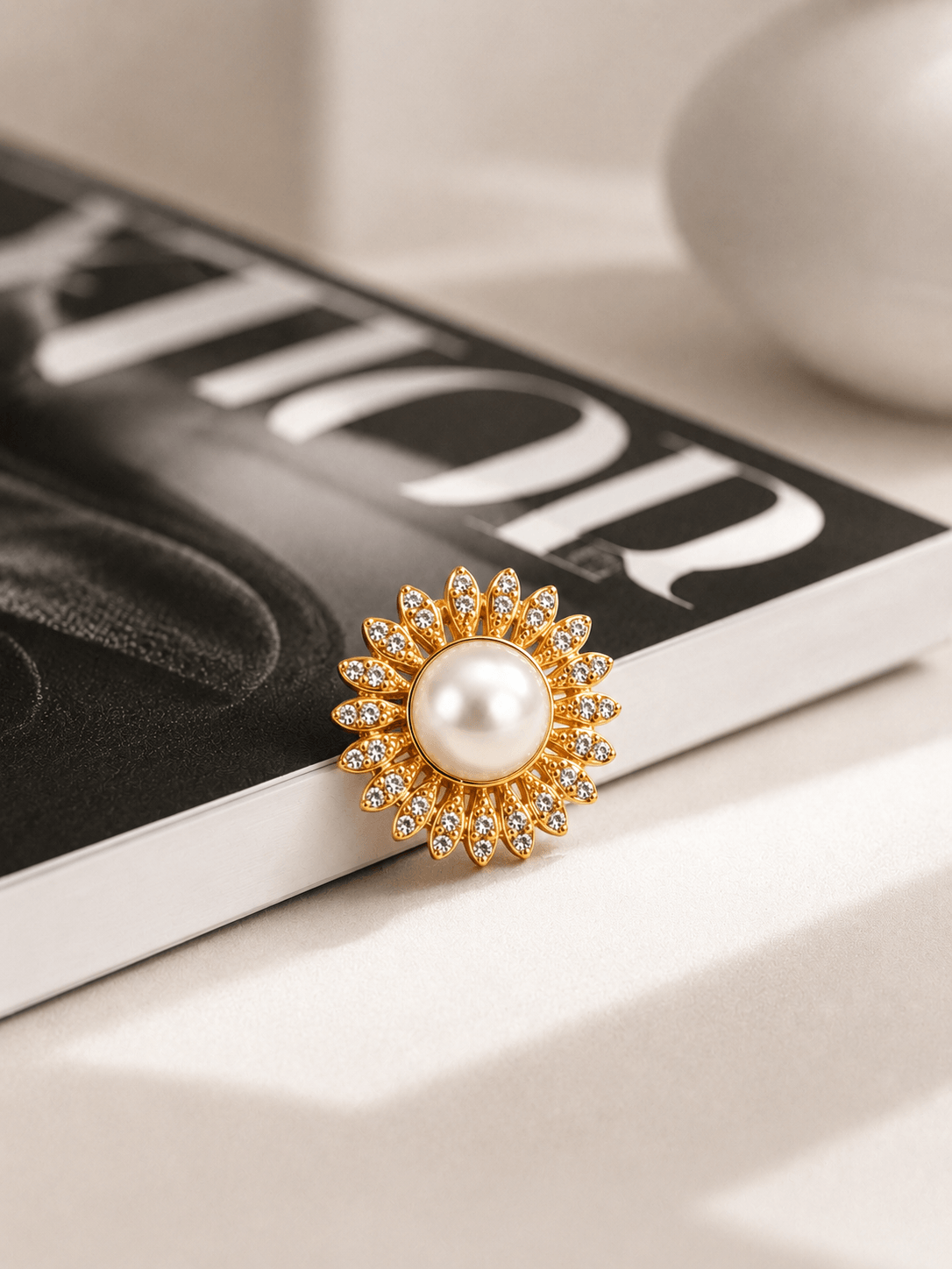 Pearl Flower Stud Earrings | Gold – Malqani - Image 2