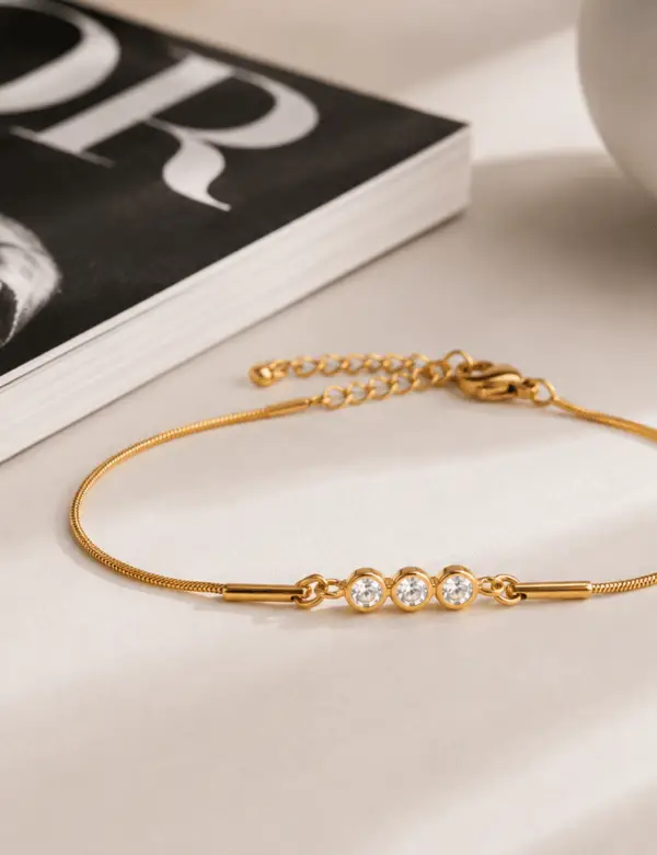 Trinity Spark Cubic Zirconia Bracelet Gold Gold Cubic Zirconia Bracelet 18K Gold Plated CZ Bracelet Elegant Gold Bracelet for Women Malqani Trinity Spark Bracelet