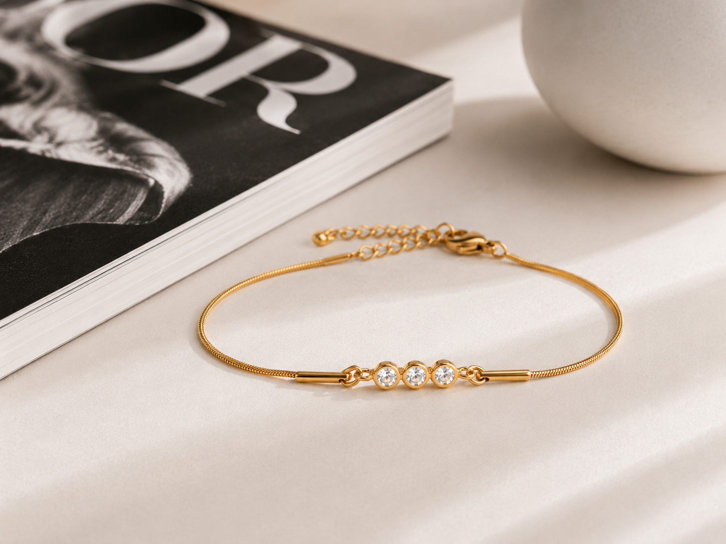 Trinity Spark Cubic Zirconia Bracelet – Gold