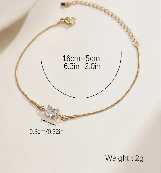 Oval Cubic Zirconia Bracelet | 18K Gold Plated – Malqani - Image 2