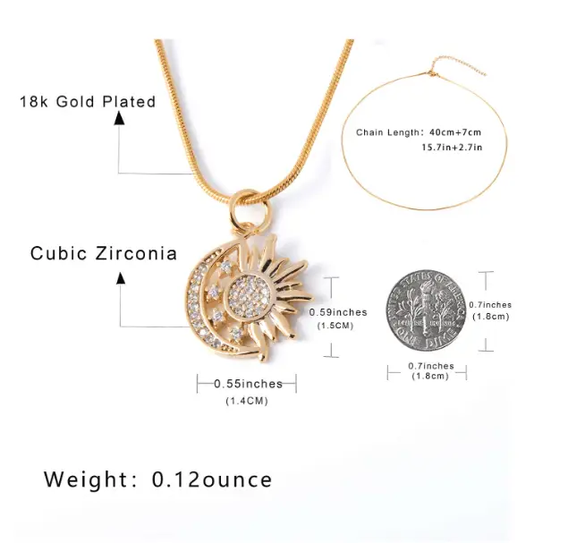 Sun and Moon Pendant Necklace | Gold – Malqani - Image 2