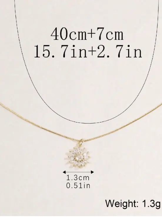 Sunlit Flower Pendant Necklace | 18K Gold Plated – Malqani - Image 2