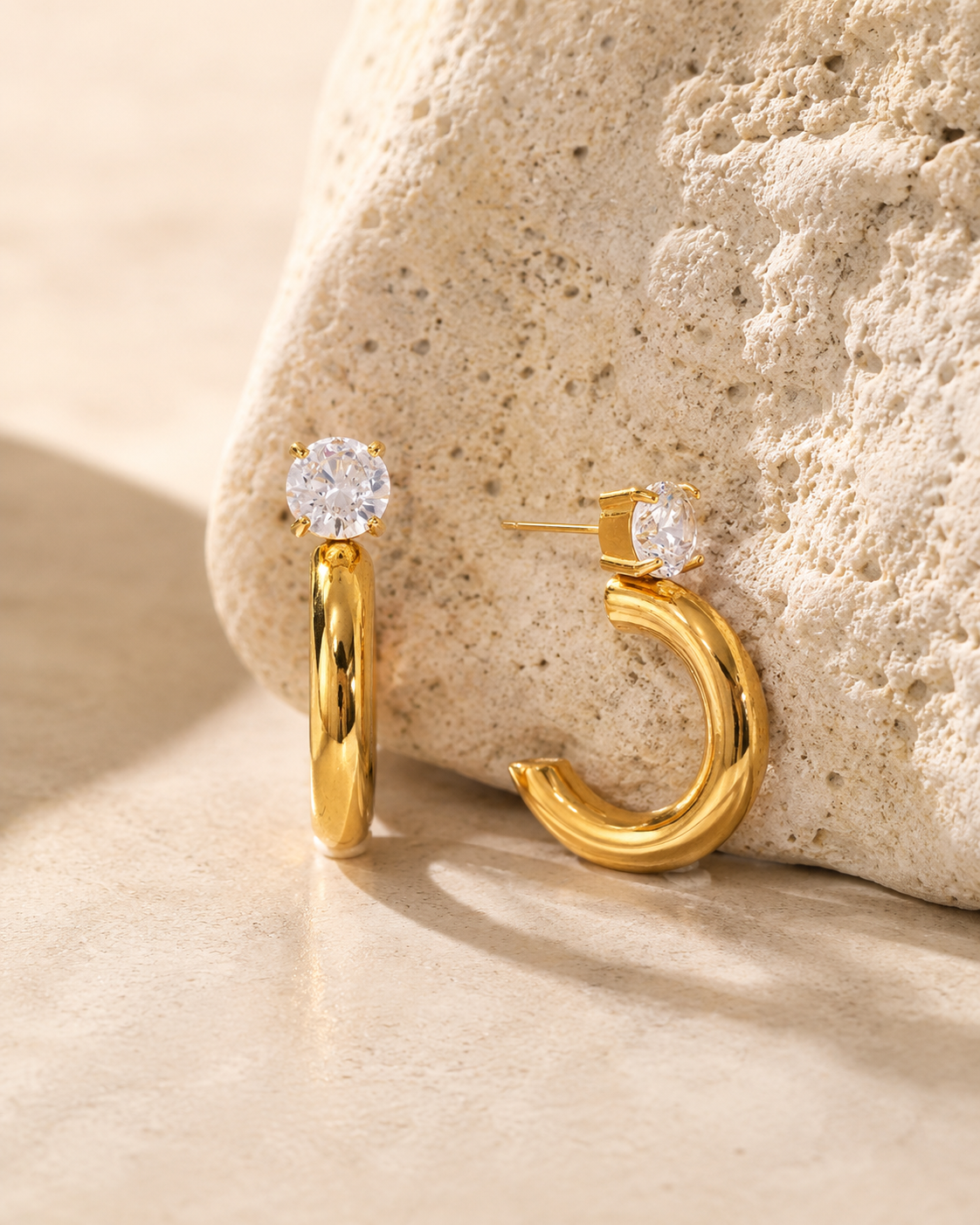 Celeste C-Hoop Zircon Earrings – Gold