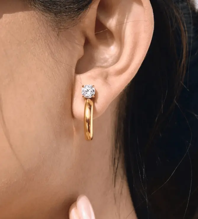 Celeste Gold Zircon Hoop Earrings – 18K Gold Plated | Malqani - Image 2